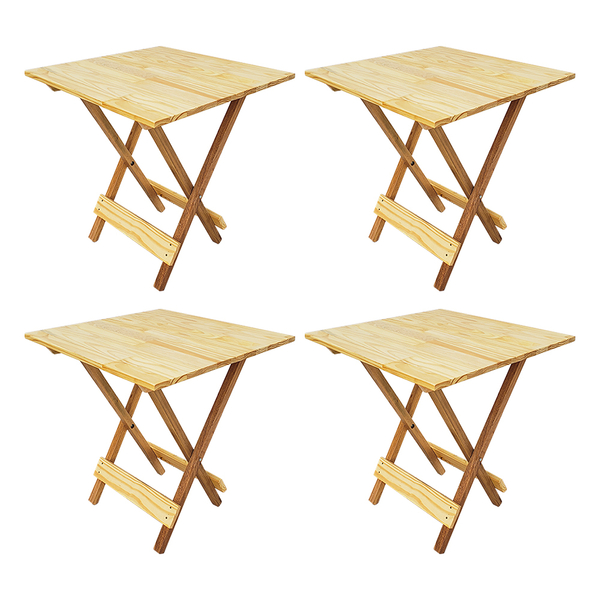 Kit 4 Mesas 70x70 De Madeira Dobravel Robust Natural