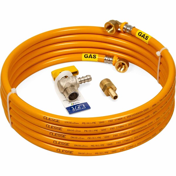 Kit 4 Metros 16mm Tubo Multicamadas Pex Gás Amarelo + Registr