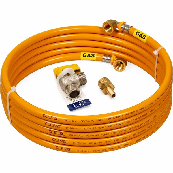 Kit 4 Metros 16mm Tubo Multicamadas Pex Gás Amarelo + Registr