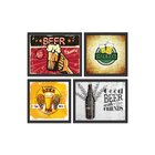 Kit 4 Mini Quadros Beer With The Friends Branco