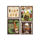 Kit 4 Mini Quadros Cold Beer Preto