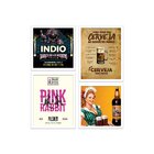 Kit 4 Mini Quadros Como Pedir Uma Cerveja Branco