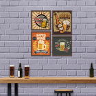 Kit 4 Mini Quadros Happy Hour Preto