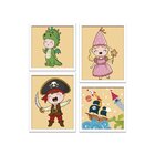 Kit 4 Mini Quadros Infantil Conto De Fadas Pirata Branco