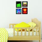 Kit 4 Mini Quadros Infantil Super Heróis Preto
