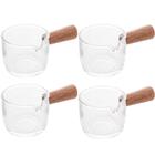 Kit 4 Molheiras De Vidro Com Cabo De Bambu 50ml Cremeiras Par