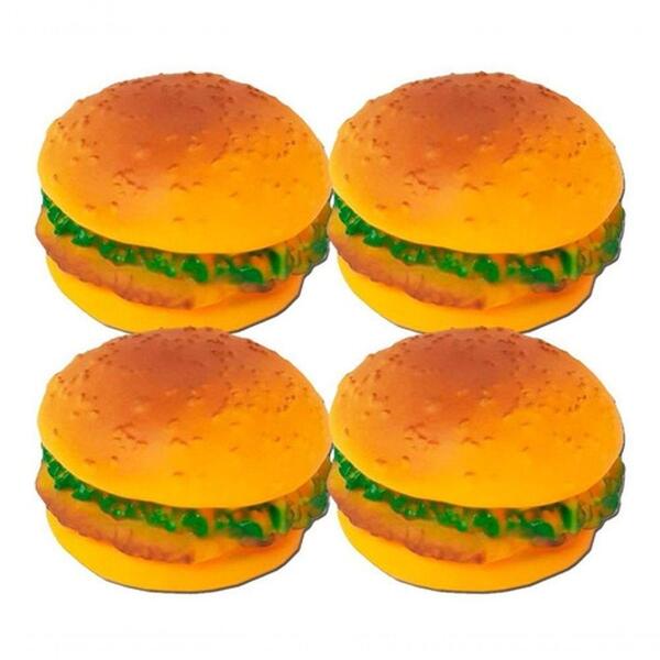 Kit 4 Mordedores Brinquedo Hamburguer P/ Cachorros Pequenos