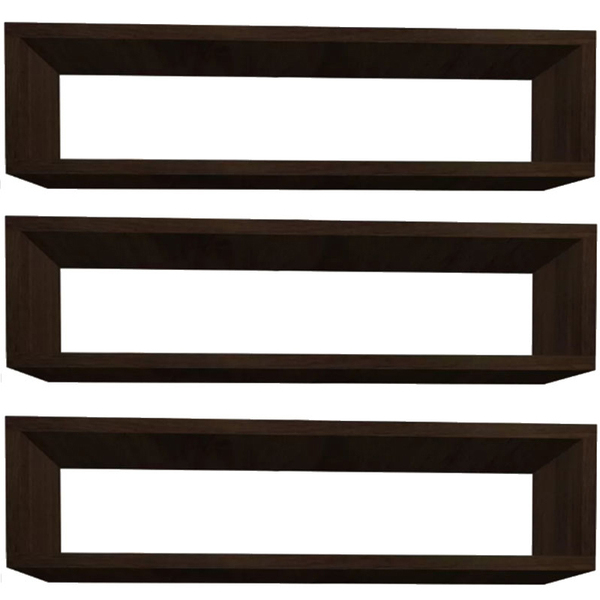 Kit 4 Nicho Retangular Marrom Tabaco 60x15x10p Mdf Decorativo