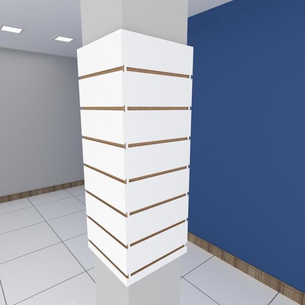 Kit 4 Painel Canaletado P/ Pilar Branco 2 Un 34x90cm+2 Un 30x