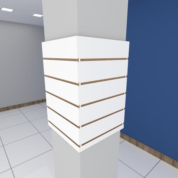 Kit 4 Painel Canaletado P/ Pilar Branco 2 Un 44x60cm+2 Un 40x