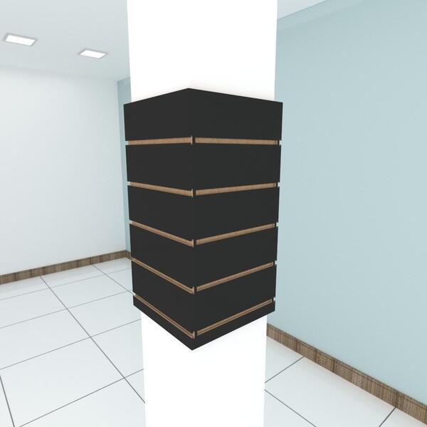 Kit 4 Painel Canaletado P/ Pilar Preto 2 Un 34x60cm+2 Un 30x6