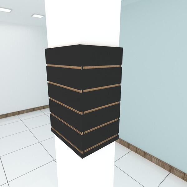 Kit 4 Painel Canaletado P/ Pilar Preto 2 Un 44x60cm+2 Un 30x6