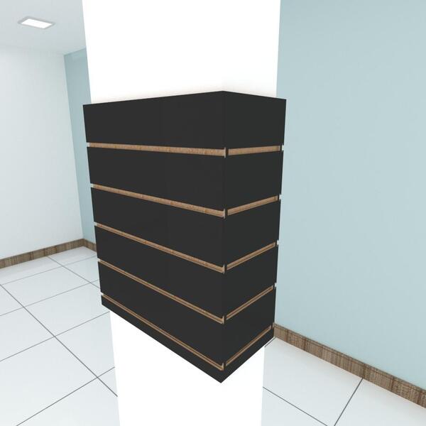 Kit 4 Painel Canaletado P/ Pilar Preto 2 Un 54x60cm+2 Un 20x6