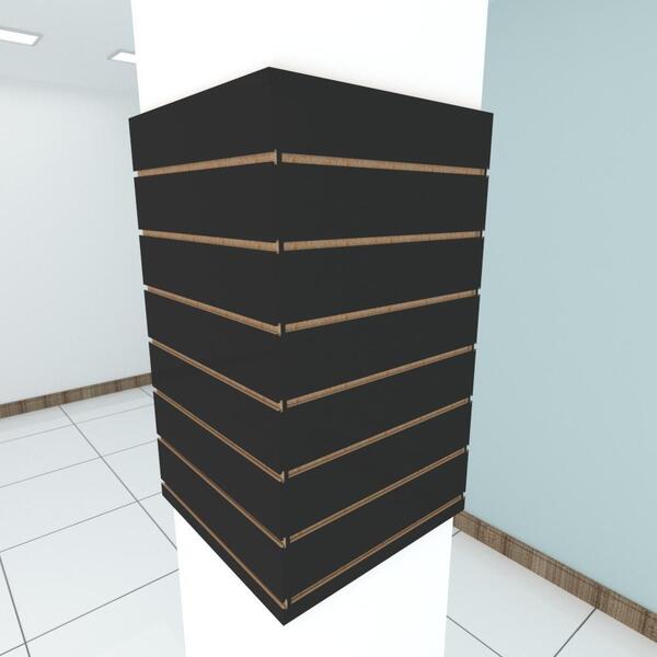 Kit 4 Painel Canaletado P/ Pilar Preto 2 Un 54x90cm+2 Un 50x9