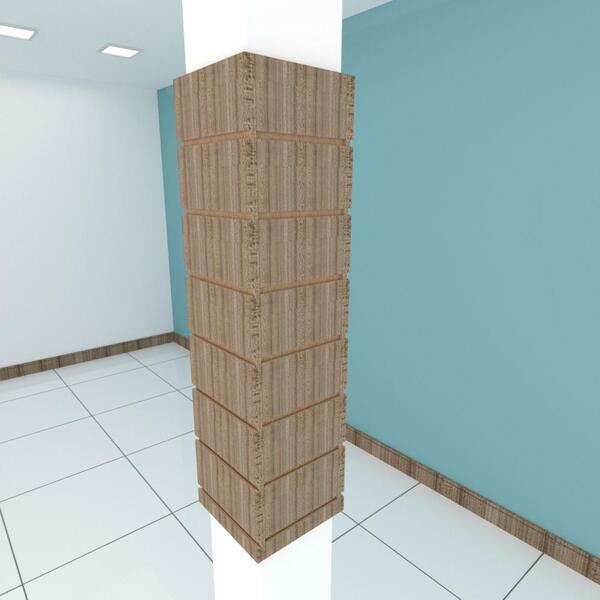 Kit 4 Painel Canaletado Pilar Amadeirado 2un 24x90cm+2un 20x9