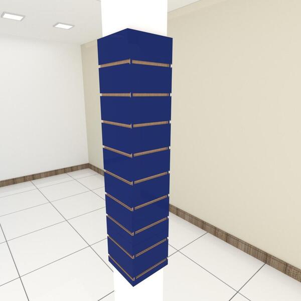 Kit 4 Painel Canaletado Pilar Azul 2 Un 24x120cm + 2 Un 20x12