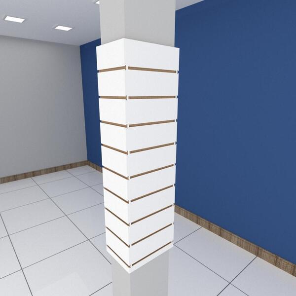 Kit 4 Painel Canaletado Pilar Branco 2 Un24x120cm + 2 Un30x12