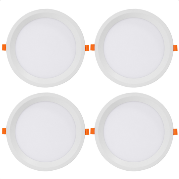 Kit 4 Painel De Led Redondo Embutir Recuado 24w Bivolt Taschi