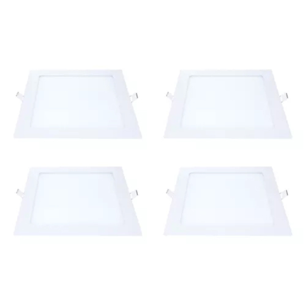 Kit 4 Painel Led Embutir Quadrado 12w 4000k 17x17cm Avant