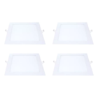 Kit 4 Painel Led Embutir Quadrado Luz Quente 3000k 12w 17cm