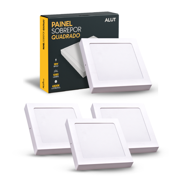 Kit 4 Painel Led Plafon 18w 6500k Bivolt Sobrepor Quadrado Br