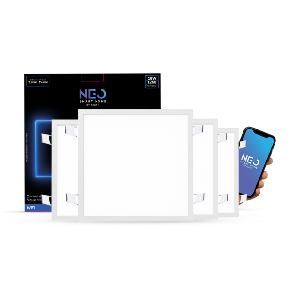 Kit 4 Painel Led Plafon Smart Embutir 18w 2700k A 6500k 22cm