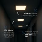 Kit 4 Painel Led Plafon Smart Embutir 18w 2700k A 6500k 22cm