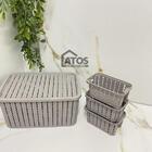 Kit 4 Pçs Caixa Organizadora 4,7l + 3 Mini Cestos 13x8 Trama