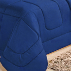 Kit 4 Pçs Edredom + Jogo Lençol Dupla Face Solteiro Casen Azul