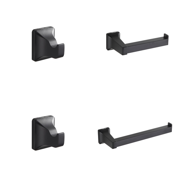 Kit 4 Peças Acessórios Lavabo Banheiro Em Zinco Preto Fosco