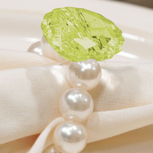 Kit 4 Peças Anel Prendedor Porta Guardanapo Pérola E Pedra Ve