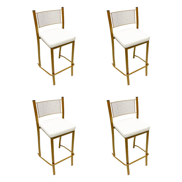 Kit 4 Peças Banqueta Média Para Bancada Empilhável Cor Dourad