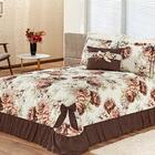 Kit 4 Peças Colcha Laços Casal Queen Marrom Casa Dona