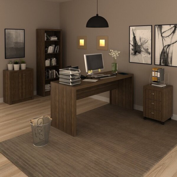 Kit 4 Peças Com 1 Mesa 1 Balcão 1 Estante 1 Gaveteiro Espress