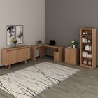 Kit 4 Peças Com Escrivaninha Em L, Estante 4 Prateleiras, Arm