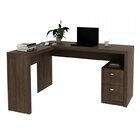 Kit 4 Peças Com Escrivaninha Em L, Estante 4 Prateleiras, Arm