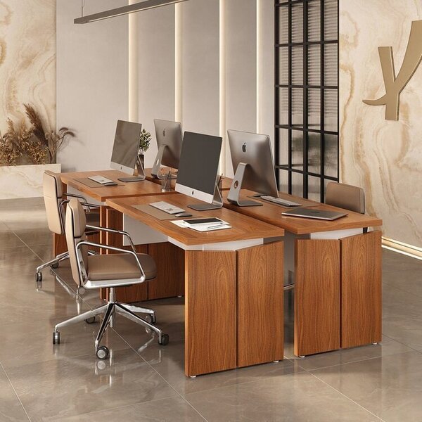 Kit 4 Peças Com Escrivaninhas Operacionais Mesa Escritório 14