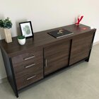 Kit 4 Peças Com Mesa Para Escritório Diretor Em L, Armário Mu