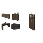 Kit 4 Peças Com Mesa Para Escritório Diretor Em L, Armário Mu