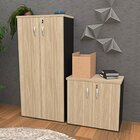 Kit 4 Peças Com Mesa Para Escritório Em L, Gaveteiro E 2 Armá