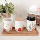 Kit 4 Peças Conjunto Banheiro Dispenser Sabonete Porta Algodã