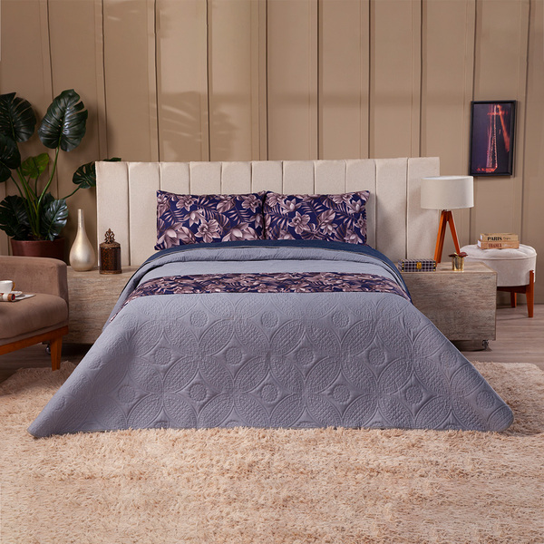 Kit 4 Peças Jogo De Cama Cobre Leito Dupla Face Com Fronhas E