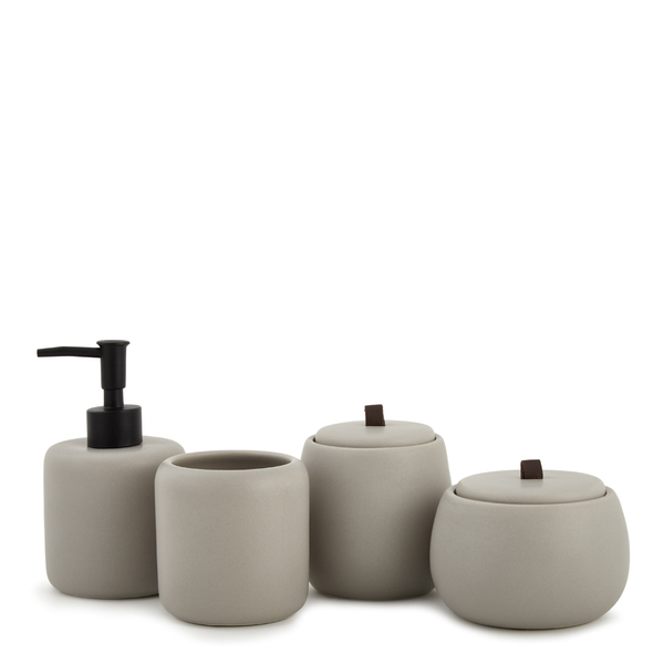 Kit 4 Peças Para Banheiro Em Cerâmica Cinza 18411 Mart