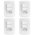 Kit 4 Peças Tomada E Interruptor Casa Completa Margirius B3