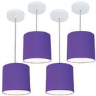 Kit/4 Pendente Cilíndrico Md-4046 Cúpula Em Tecido 18x18cm Ro