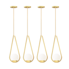 Kit 4 Pendente Gota Globo Vidro 15 Jabuticaba Dourado Bf