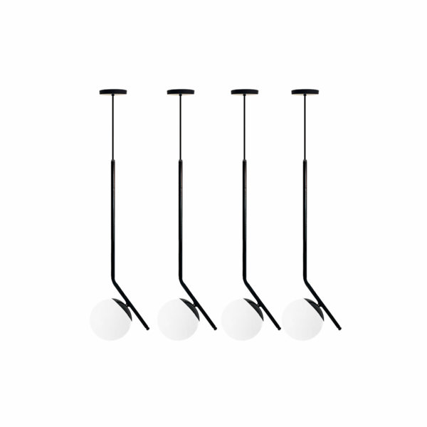 Kit 4 Pendente Inclinado Globo 15 Jabuticaba Preto Fosco Bq