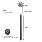 Kit 4 Pendente Luminária Tubo Cinza 50 Cm + Lâmpada Led Branc