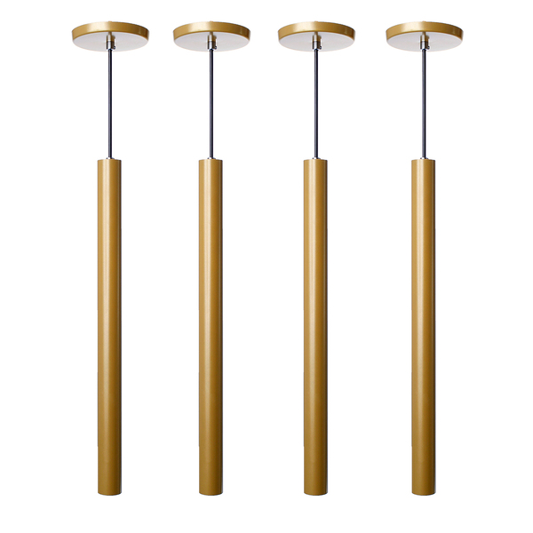 Kit 4 Pendente Luminária Tubo Dourado Fosco 50 Cm + Lâmpada L