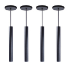 Kit 4 Pendente Luminária Tubo Preto 30 Cm + Lâmpada Led Branc